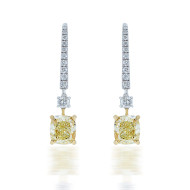 FANCY CUSHION DIAMOND DANGLE EARRINGS