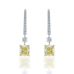 FANCY CUSHION DIAMOND DANGLE EARRINGS