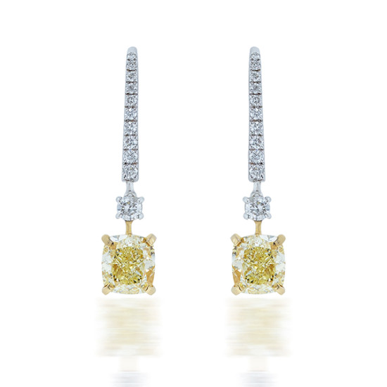 FANCY CUSHION DIAMOND DANGLE EARRINGS