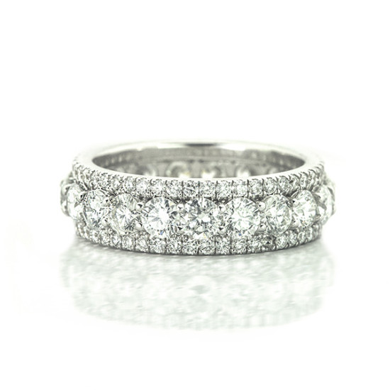 White Gold three row eternity diamonds bend