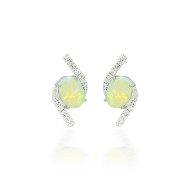 Opal and Micropave diamond stud earring
