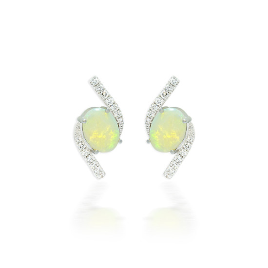 Opal and Micropave diamond stud earring