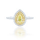 1.31Cts pear shape fancy yellow halo engagement ring