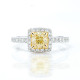  1.54Cts cushion cut fancy yellow halo engagement ring