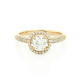 Round cut pave setting halo Engagement ring.
