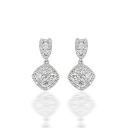 Timepiece cluster setting diamond earring