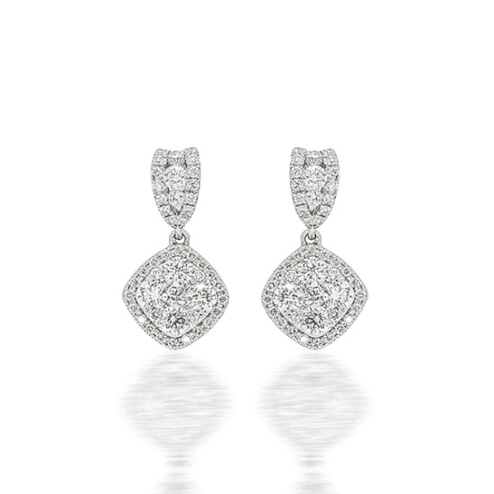 Timepiece cluster setting diamond earring