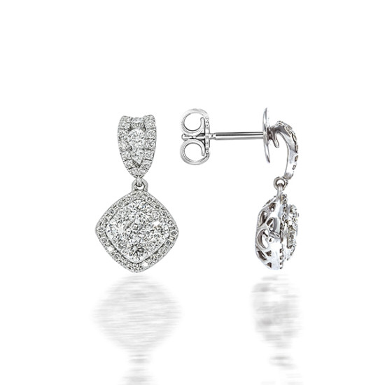 Timepiece cluster setting diamond earring