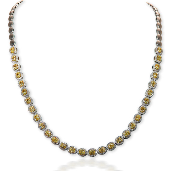  Oval Vivid Yellow Diamond Necklace