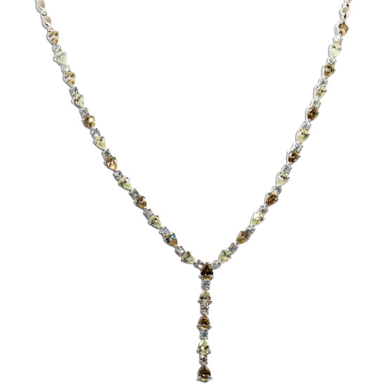 Multi Color pear form diamond necklace set