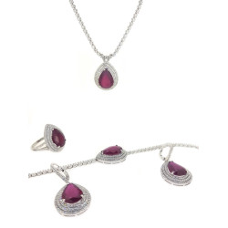 Diamond Necklace with Ruby Diamond Necklace with Ruby