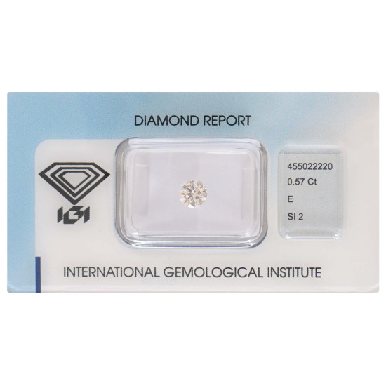 round cut diamond of 0.57 carats with international gemological 